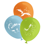 6 Latex Balloons Dino Jungle 4C Print 27,5 cm/11"