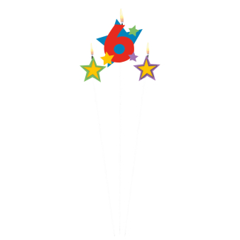 Numeral Candle 6 with 2 Star Candles Height 12.2/13.5 cm Numeral Candle 6 with 2 Star Candles Height 12.2/13.5 cm