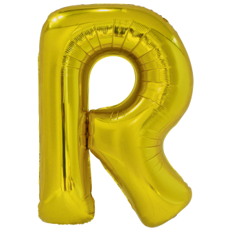Large Letter R Gold Foil Balloon N34 Packaged 85 cm x 60 cm