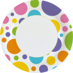 8 Plates Rainbow Dots Paper rund 22,8 cm