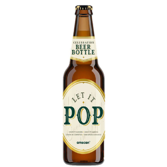 Confetti Popper Beer Bottle Gold Rectangular Foil 23cm Confetti Popper Beer Bottle Gold Rectangular Foil 23cm