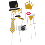 Photo Booth Kit Golden Wishes Paper / Wood 10 Pieces 28.5 x 14.7 cm