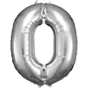 Large Number 0 Silver Foil Balloon N34 Packaged 86 cm x 70 c Large Number 0 Silver Foil Balloon N34 Packaged 86 cm x 70 c