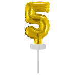 Micro Size Number 5 Gold Foil Balloon N6 Packaged 11 cm x 7 cm