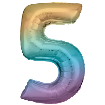 Large Number 5 Rainbow Pastel Foil Balloon N34 Packaged 92 cm x 57 cm Large Number 5 Rainbow Pastel Foil Balloon N34 Packaged 92 cm x 57 cm