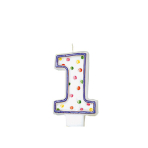Numeral Candle 1 Polka Dots Height 7.6 cm
