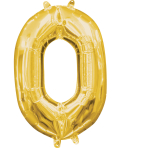 MiniShape Number 0 Gold Foil Balloon L16 Packaged 25cm x 35c