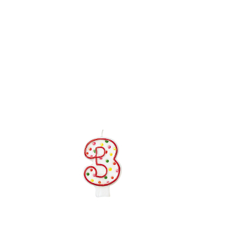 Numeral Candle 3 Polka Dots Height 7.6 cm Numeral Candle 3 Polka Dots Height 7.6 cm