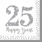 16 Napkins Silver Anniversaries 33 x 33 cm