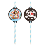 8 Paper Drinking Straws Pirate 19,7 cm