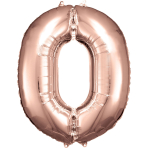 Large Number 0 Rose Gold Foil Balloon N34 Packaged 86 cm x 70 cm