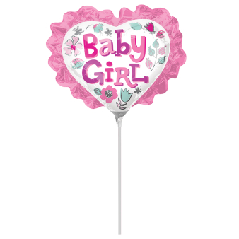 Mini Shape Baby Girl heart Floral with Ruffle Foil Balloon A30 Airfilled 30 cm x 25 cm Mini Shape Baby Girl heart Floral with Ruffle Foil Balloon A30 Airfilled 30 cm x 25 cm