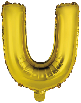 Mini Letter U Gold Foil Balloon N16 Packaged 31 cm x 27 cm