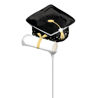 Mini Shape Black Grad Cap & White Diploma Foil Balloon A30 Airfilled