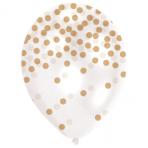 6 Latex Balloons Confetti Gold 27.5 cm / 11"