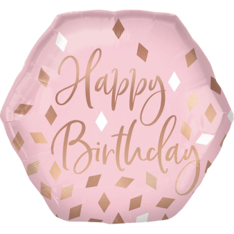 SuperShape Blush Birthday Foil Balloon P30 Packaged 58 cm x 55 cm