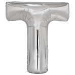 Large Letter T Silver Foil Balloon N34 Packaged 86 cm x 74 c