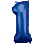 Large Number 1 Blue Foil Balloon N34 Packaged 88 cm x 38 cm