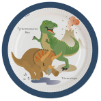 8 Plates Happy Dinosaur Round Paper 23 cm