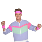 Costume Accessory 80's Headband with Sweatbands Pink 3 Pieces One Size