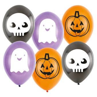 6 Latex Balloons 1c 2s 9" Hallo-ween Friends 6 Latex Balloons 1c 2s 9" Hallo-ween Friends