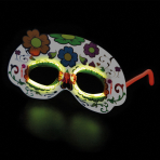 Glow Stick Mask White Floral Plastic 19 x 11 cm