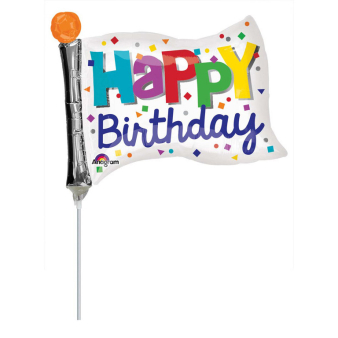 Mini Shape Happy Birthday Flag Foil Balloon A30 Airfilled 25 cm x 20 cm Mini Shape Happy Birthday Flag Foil Balloon A30 Airfilled 25 cm x 20 cm