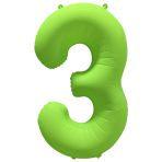Large Number 3 Neon Green Foil Balloon N35 Packaged 34IN 86 cm x 70 cm