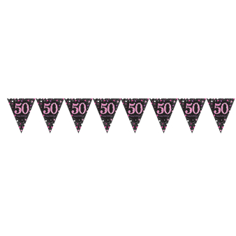 Pennant Banner 50 Sparkling Celebrations Pink Foil 396.2 x 21.5 cm Pennant Banner 50 Sparkling Celebrations Pink Foil 396.2 x 21.5 cm