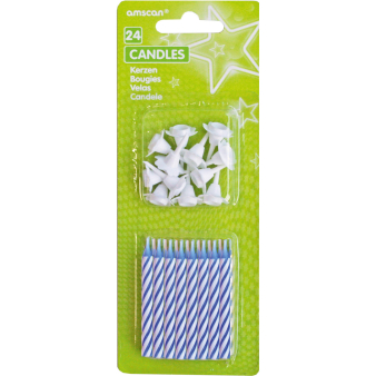 24 Spiral Candles with 12 Holders Blue Height 6.3 cm 24 Spiral Candles with 12 Holders Blue Height 6.3 cm