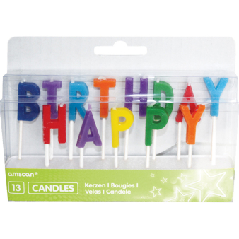 13 Letter Candles Happy Birthday Multicolour Height 6 / 7.7 cm 13 Letter Candles Happy Birthday Multicolour Height 6 / 7.7 cm