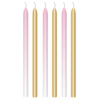 6 Candles 1st Birthday Pink Ombre Wax / Plastic Height 12 cm 6 Candles 1st Birthday Pink Ombre Wax / Plastic Height 12 cm