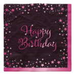 16 Napkins Starlight Birthday Pink Happy Birthday 33 x 33 cm