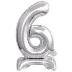 Mini Number 6 Silver Foil Balloon N16 Packaged 38 cm x 22 cm