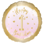 Standard 1st Birthday Girl Foil Balloon C40 Packaged 43 cm