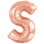 Large Letter S Rose Gold Foil Balloon N34 Packaged 83 cm x 55 cm