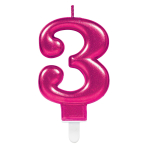 Number Candle 3 Starlight Birthday Pink Height 9.3 cm