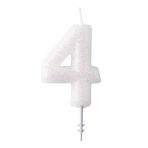 Numeral Candle 4 Glitter Height 6.5 cm