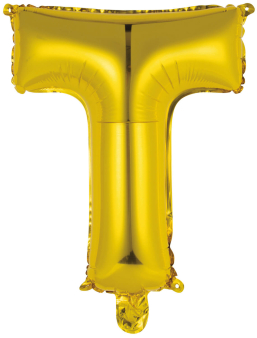 Mini Letter T Gold Foil Balloon N16 Packaged 34 cm x 27 cm