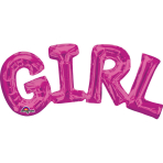 SuperShape Phrase "Girl" Pink Foil Balloon P35 Packaged 55 x25 cm