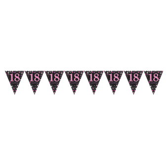 Pennant Banner 18 Sparkling Celebrations Pink Foil 396.2 x 21.5 cm Pennant Banner 18 Sparkling Celebrations Pink Foil 396.2 x 21.5 cm