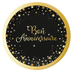 8 Plates Starlight Birthday Bon anniversaire Paper 23 cm
