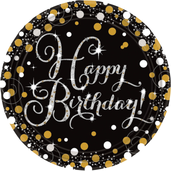 8 Plates Sparkling Celebrations Happy Birthday Round Paper 23 cm 8 Plates Sparkling Celebrations Happy Birthday Round Paper 23 cm