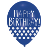 6 Latex Balloons Happy Birthday - Dots 27.5 cm / 11"
