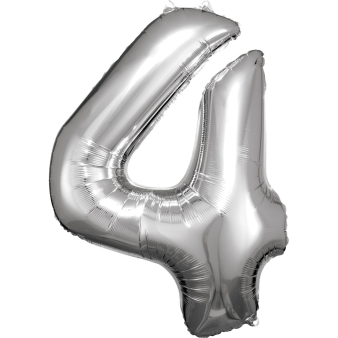 Large Number 4 Silver Foil Balloon N34 Packaged 93 cm x 65 c Large Number 4 Silver Foil Balloon N34 Packaged 93 cm x 65 c