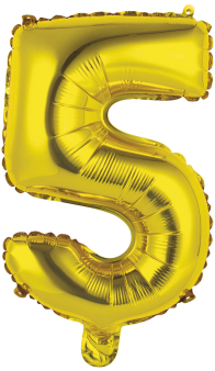 Mini Number 5 Gold Foil Balloon N16 Packaged 34 cm x 22 cm Mini Number 5 Gold Foil Balloon N16 Packaged 34 cm x 22 cm