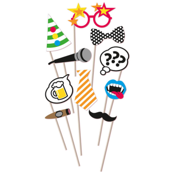 Photo Booth Kit Party Paper / Wood 10 Pieces 26 x 15.9 cm