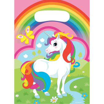 8 Party Bags Unicorn Plastic 23.4 x 16.2 cm