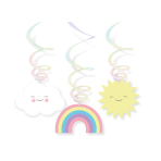 6 Swirl Decorations Rainbow & Cloud Foil 80 / Paper cm