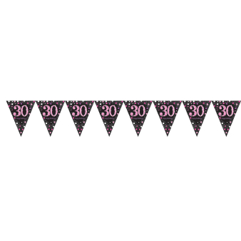 Pennant Banner 30 Sparkling Celebrations Pink Foil 396.2 x 21.5 cm Pennant Banner 30 Sparkling Celebrations Pink Foil 396.2 x 21.5 cm